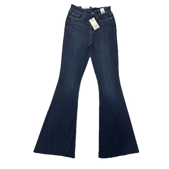 Judy Blue High Waist Flare Jeans Women’s Sz  1/25 Dark Wash Raw Hem Stretch NWT - Picture 3 of 12